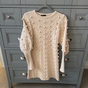 BNWOT Vici Cream Pom-Pom Textured Crewneck Sweater dress